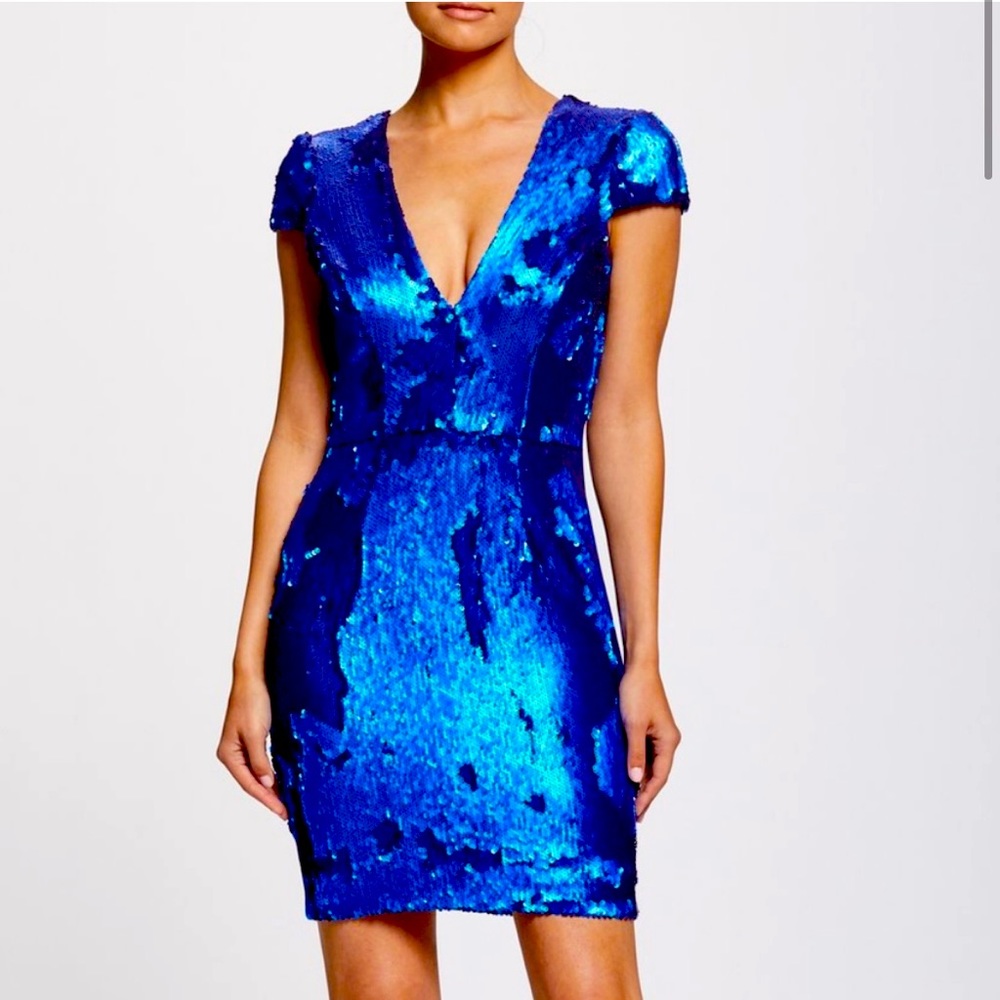 Blue Sequined Dress The Population Dress Size XS